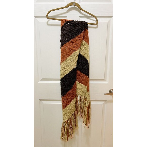 Lucky Brand Scarf Knit Wool Blend Fringe Hem - Picture 1 of 6
